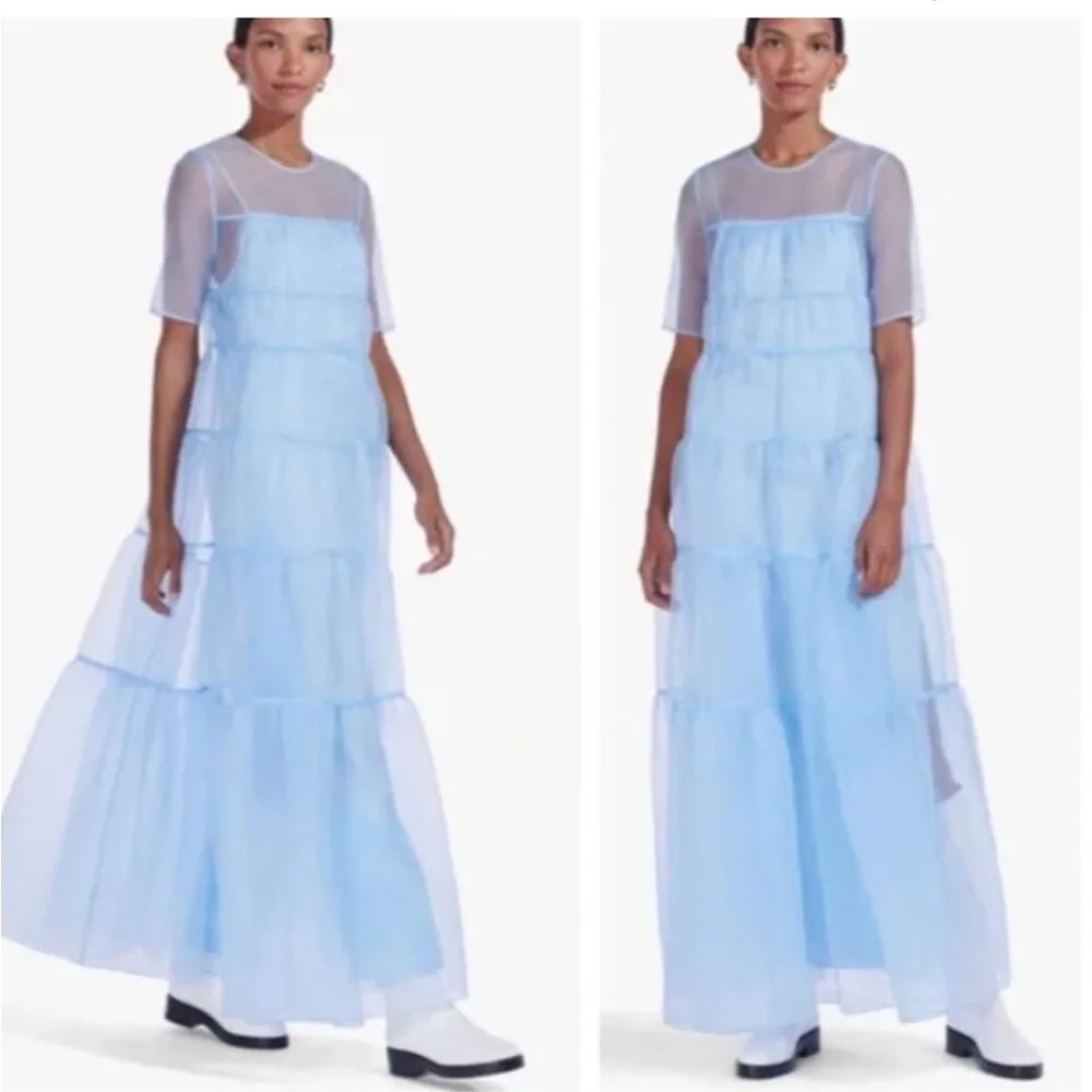 STAUD Hyacinth Sheer Maxi Dressing French Blue - Picture 1 of 7